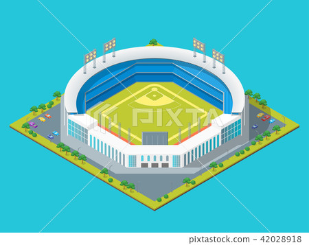 Soccer or Baseball Park or Stadium Concept 3d Isometric View. Vector Soccer or Baseball Park or Stadium Concept 3d Isometric View. Vector 42028918