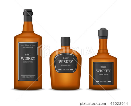 Realistic Detailed 3d Whiskey Bottles Set. Vector Realistic Detailed 3d Whiskey Bottles Set. Vector 42028944