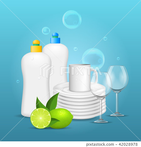 Realistic Detailed 3d Clean Dishes and Glassware Set. Vector 42028978