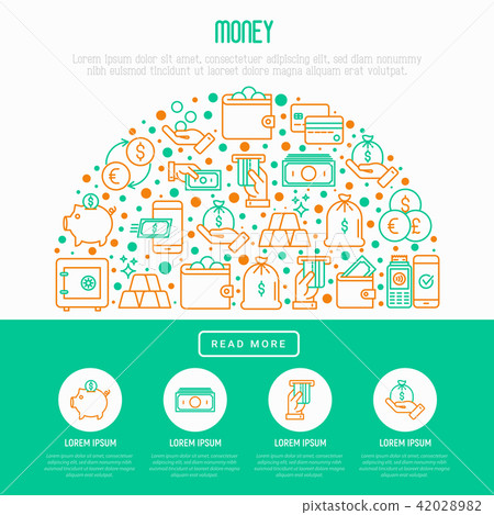 Money concept in half circle with thin line icons 42028982