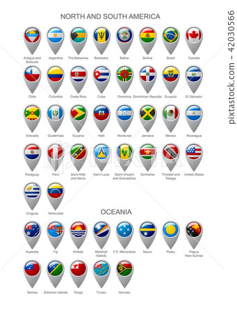 Map marker set with flags of  America continents 42030566