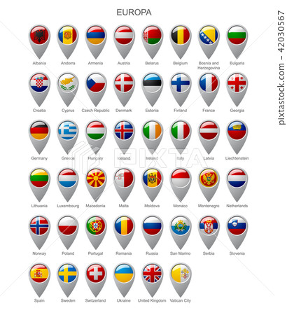 Map marker set with flags of Europa 42030567