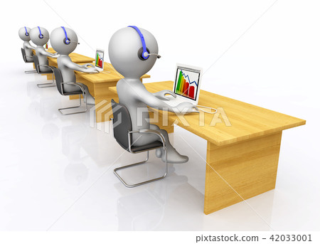 Call center with 3D figures - Stock Illustration [42033001] - PIXTA