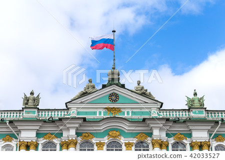 Flag of Russia on a building spire 42033527