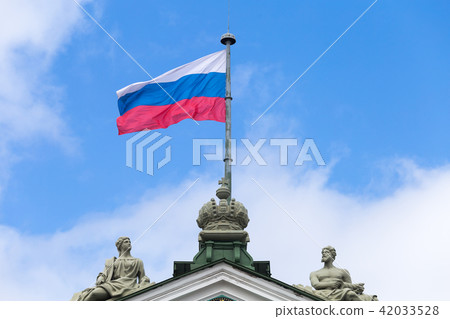 Flag of Russia on a building spire 42033528
