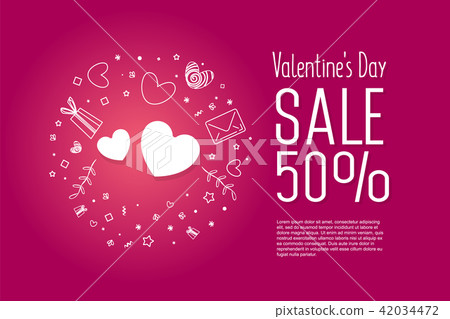 Valentine's Day Sale banner template design.  42034472