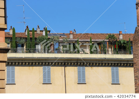 Picturesque old building with trees on terrace  42034774
