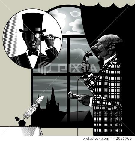 Two men talking on the phone Two men talking on the phone 42035766