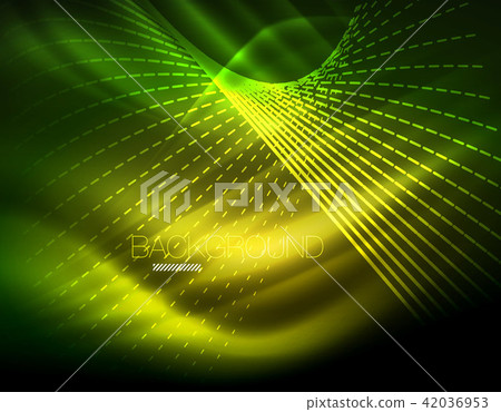 Smooth light effect, straight lines on glowing shiny neon dark background. Energy technology idea 42036953