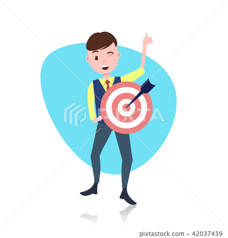 happy man character holding target arrow goal... - Stock Illustration ...