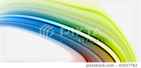 Rainbow fluid colors abstract background twisted liquid design, colorful marble or plastic wavy 42037762