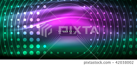 Neon glowing lines, magic energy space light concept, abstract background wallpaper design 42038002
