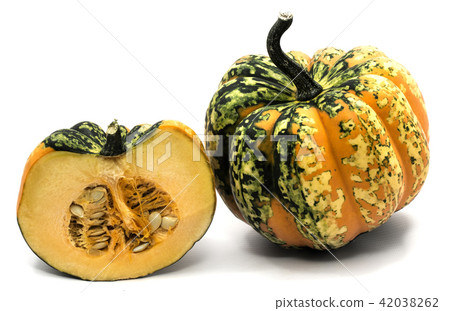 Green pumpkin isolated on white 42038262