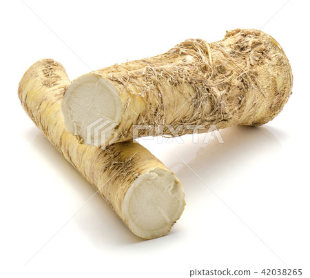 Fresh horseradish isolated on white Fresh horseradish isolated on white 42038265