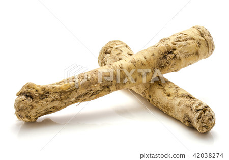 Fresh horseradish isolated on white Fresh horseradish isolated on white 42038274