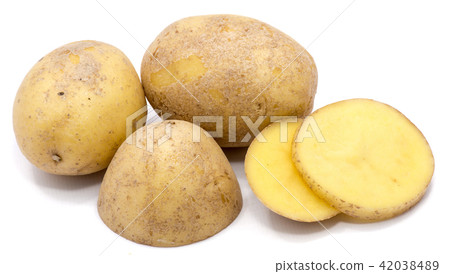 Fresh raw potatoes isolated on white Fresh raw potatoes isolated on white 42038489