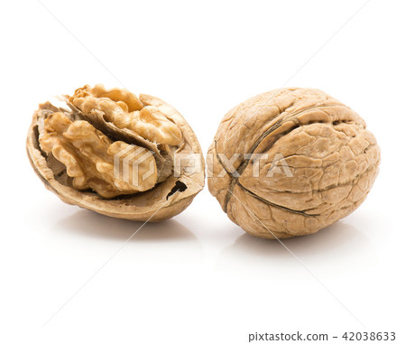 Raw walnut isolated on white Raw walnut isolated on white 42038633