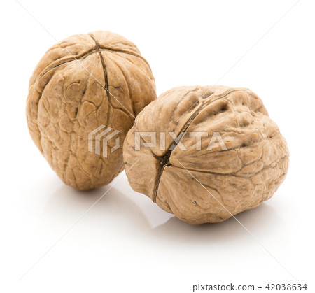 Raw walnut isolated on white Raw walnut isolated on white 42038634