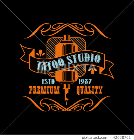 Tattoo studio logo design premium quality estd 1987, retro styled emblem with with professional Tattoo studio logo design premium quality estd 1987, retro styled emblem with with professional 42038701