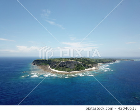 Okinawa Awajima Aryokun Village remote island Okinawa no ocean Okinawa landscape Sunny waters East China Sea sky sea aerial drone Tropical country 42040515
