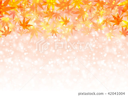 Orange sparkling background and autumn leaves 42041004