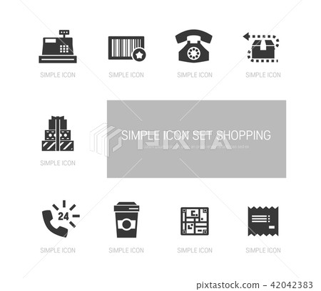 Black Simple Shopping Icons Black Simple Shopping Icons 42042383