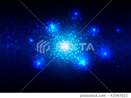 abstract mesh with hexagon on blue background 42047021