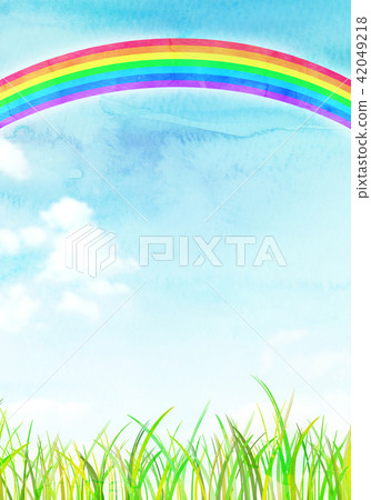 背景材料天空草原水彩 42049218