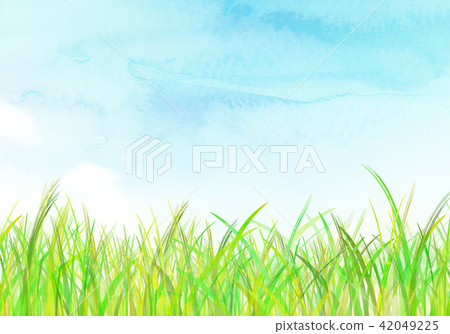 背景材料天空草原水彩 插圖素材 圖庫