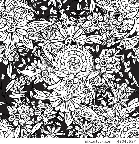Floral pattern in black and white Floral pattern in black and white 42049657