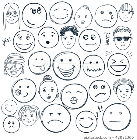 Vector set of hand drawn doodle faces, emotions. 42051300