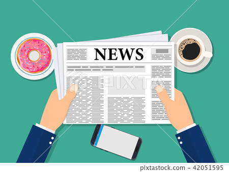 Business man hands holding newspaper Business man hands holding newspaper 42051595