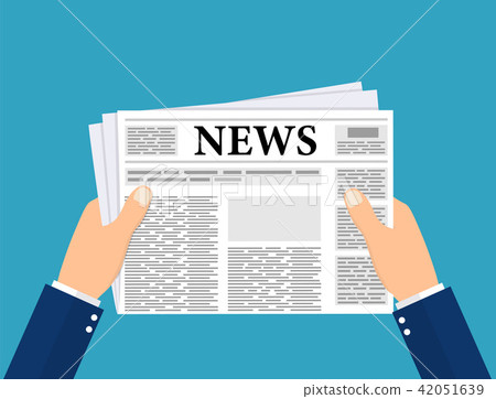Business man hands holding newspaper. 42051639