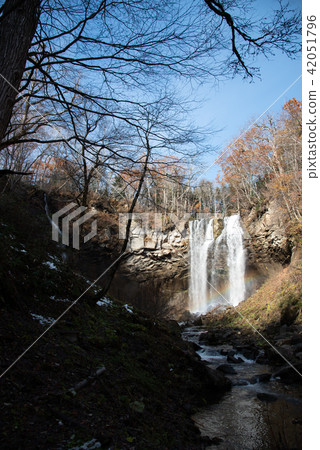 Ashiribetsu waterfall Waterfall with rainbow over Ashiribetsu waterfall Waterfall with rainbow over 42051796