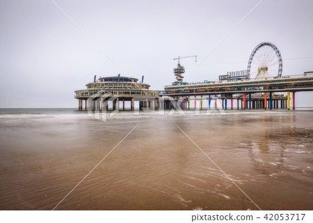 Beach view on the Pier in Scheveningen near Hague, Netherlands Beach view on the Pier in Scheveningen near Hague, Netherlands 42053717