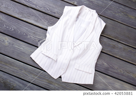 White vest jacket, flat lay. 42053881