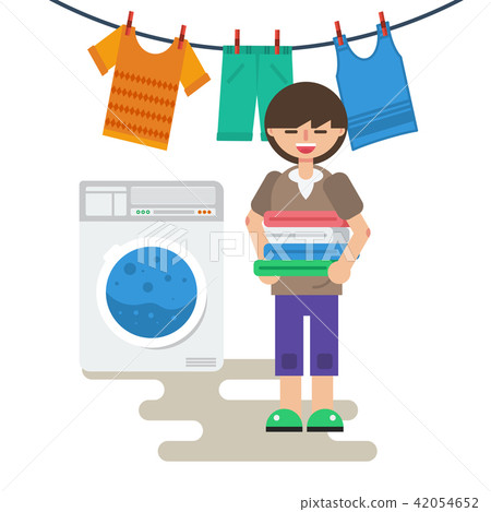 Woman with washed linen 42054652