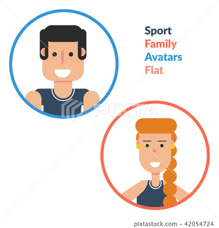 Man and woman - Sport Family Flat Avatars Man and woman - Sport Family Flat Avatars 42054724