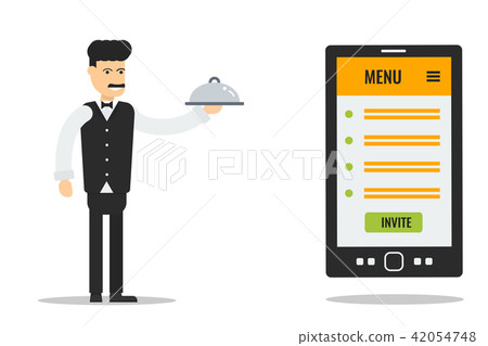 Waiter with the menu list Waiter with the menu list 42054748