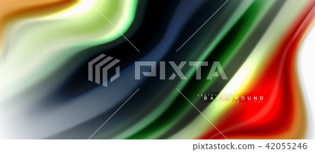 Fluid liquid mixing colors concept on light grey background, curve flow, trendy abstract layout Fluid liquid mixing colors concept on light grey background, curve flow, trendy abstract layout 42055246