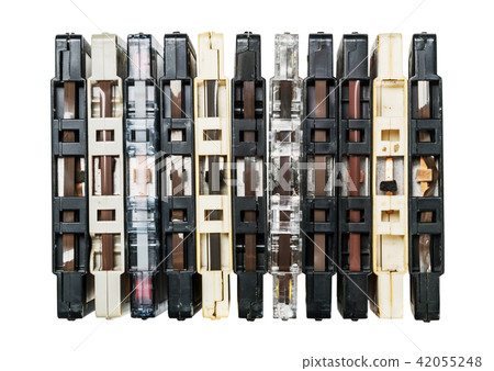 old and dirty audio cassettes isolated on white old and dirty audio cassettes isolated on white 42055248