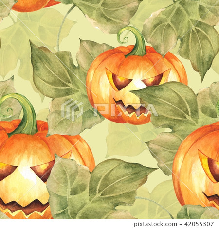 Seamless pattern with Halloween pumpkins 2 - Stock Illustration ...
