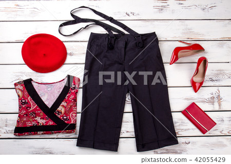 Set of stylish womens clothes. Set of stylish womens clothes. 42055429
