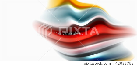 Fluid liquid mixing colors concept on light grey background, curve flow, trendy abstract layout Fluid liquid mixing colors concept on light grey background, curve flow, trendy abstract layout 42055792