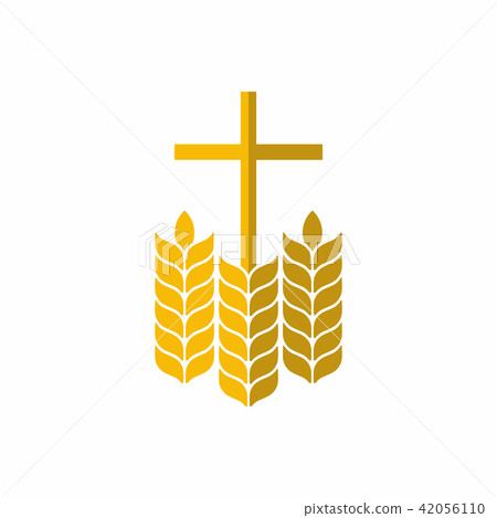 Church logo. Christian symbols. Cross and wheats. Church logo. Christian symbols. Cross and wheats. 42056110