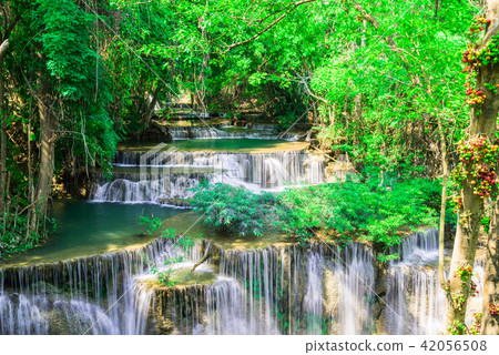 Waterfall in the deep forest at Huay Mae Kamin waterfall Nationa 42056508