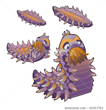 The set of stages of a growing fantasy caterpillars with spikes and tentacles. Vector illustration. The set of stages of a growing fantasy caterpillars with spikes and tentacles. Vector illustration. 42057761