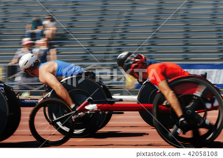 group athletes racer on wheelchair 42058108