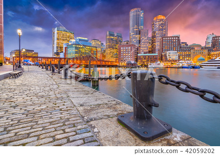 Boston, Massachusetts, USA Harbor and Skyline 42059202