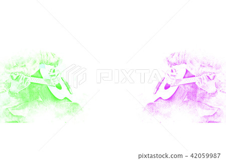 Guitar acoustic colorful on Watercolor painting 42059987